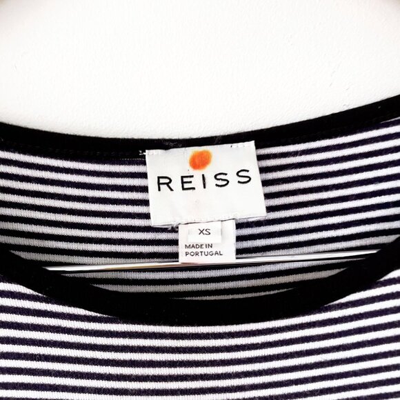 Reiss Black & White Striped T-Shirt A-Line Dress, Size XS - Picture 3 of 4
